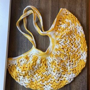 Handmade Yellow and White Crochet Bag